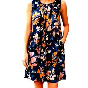 H&M XL Black Orange Women's Sleeveless Sun Dress Miss Size 16 18 Extra Large